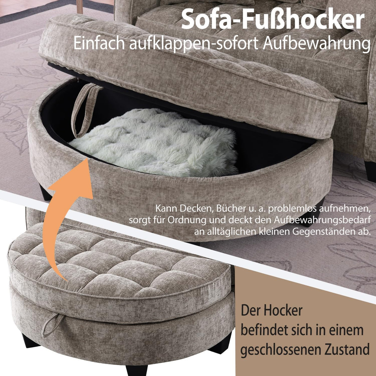 Gelukueub Multifunktionales Sofa-Bett 2-in-1 – Modernes Schlafsofa mit Stauraum, platzsparend