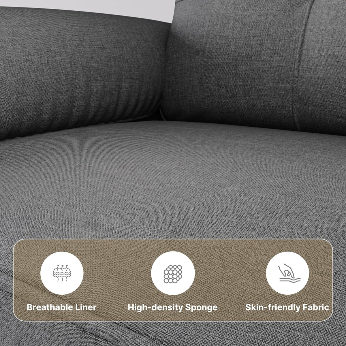 Xbro 2-Sitzer Stoffsofa – Modernes Loveseat, Mit Armlehnen und Seitentasche