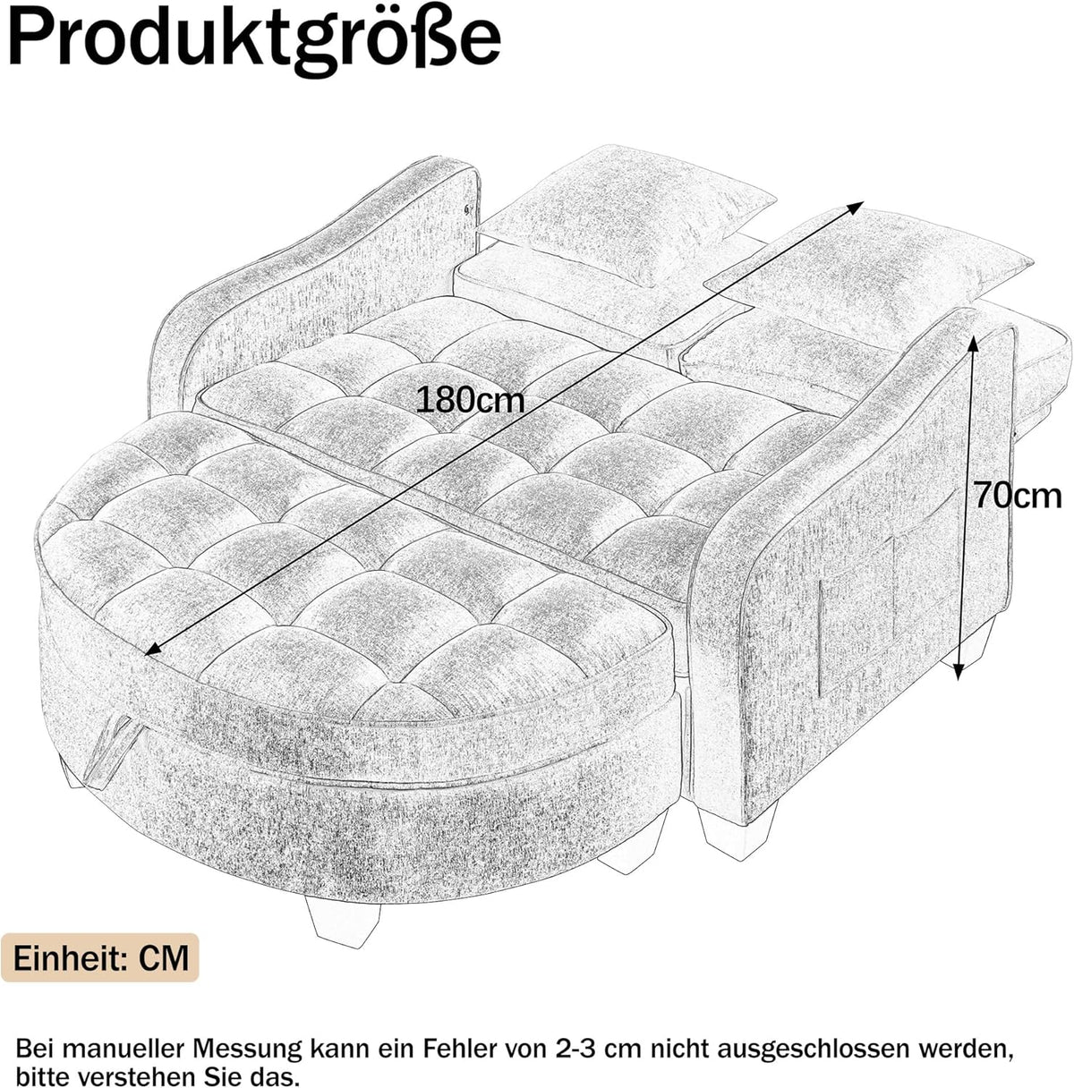 Gelukueub Multifunktionales Sofa-Bett 2-in-1 – Modernes Schlafsofa mit Stauraum, platzsparend