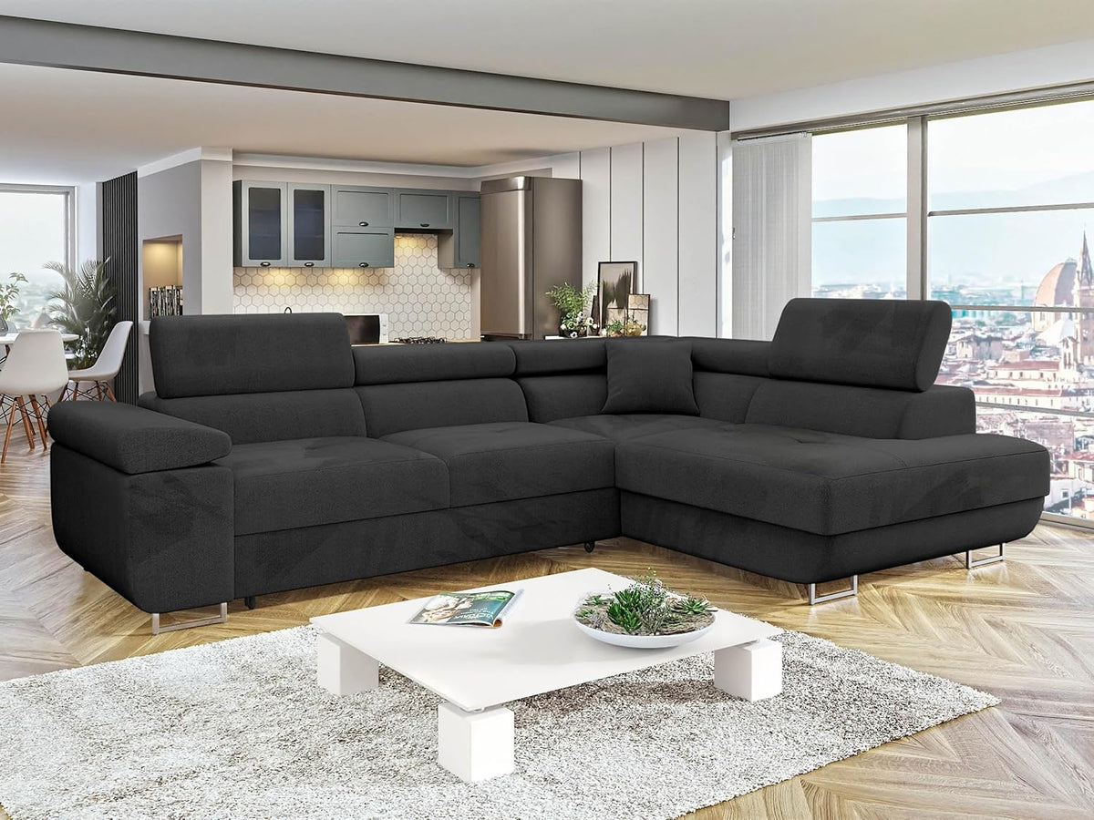 Mirjan24 Torezio Ecksofa mit Schlaffunktion und Bettkasten – 4-Sitzer L-Form