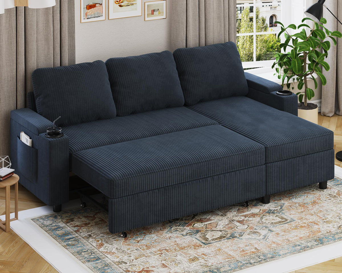 Devoko Ecksofa mit Schlaffunktion – 3-Sitzer, Bettkasten & Schlaffunktion