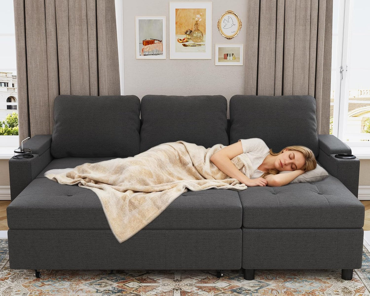 Devoko Ecksofa mit Schlaffunktion – 3-Sitzer, Bettkasten & Schlaffunktion