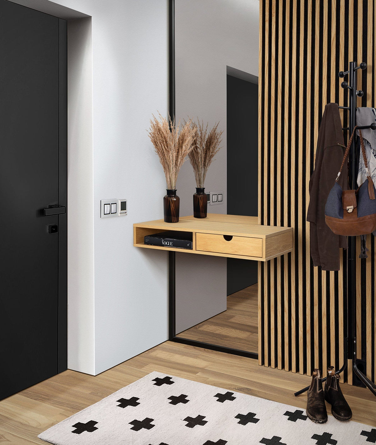 Woodman Farsta Wandschrank Eiche Furnier – FSC, schwebend, modern, platzsparend